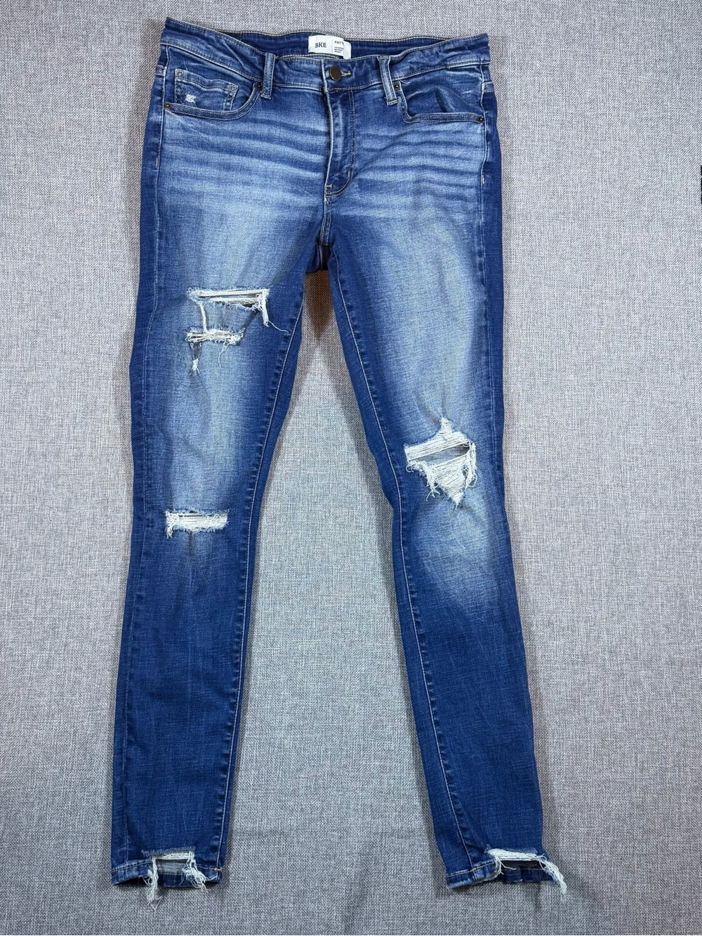 BKE Women's Distressed Skinny Jeans - Blue Wash